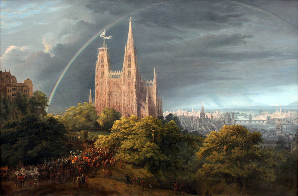 Ciudad medieval en un río (1815), K. F. Schinkel